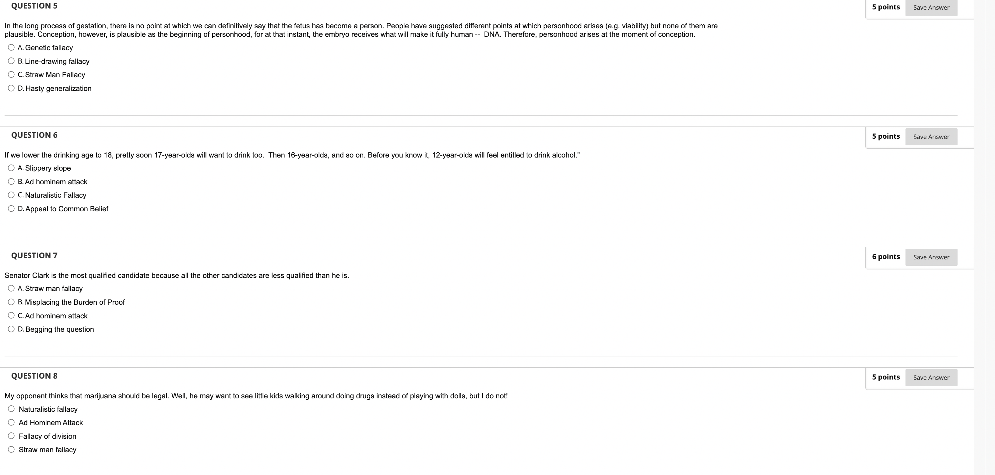 Solved A. fallacy B. Linedrawing fallacy C. Straw