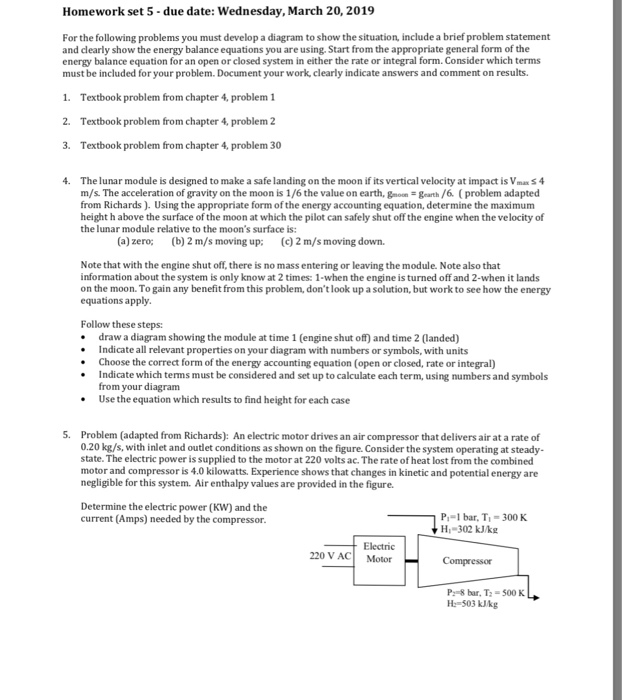 Solved Homework set 5 due date: Wednesday, March 20, 2019 | Chegg.com