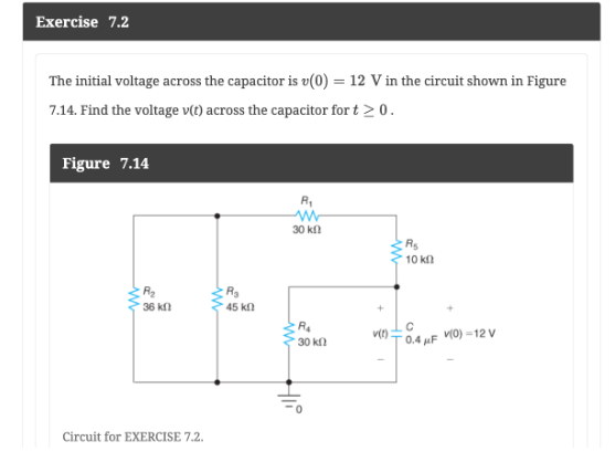 Solved The Initial Voltage Across The Capacitor Is V(0)=12 V | Chegg.com