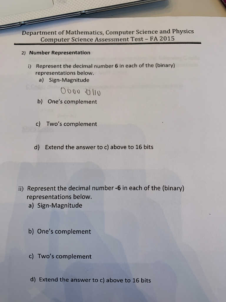 Solved Department of Mathematics, Computer Science and | Chegg.com