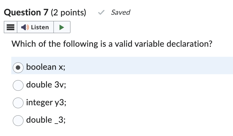 Solved Question 7 (2 ﻿points)Which of the following is a | Chegg.com