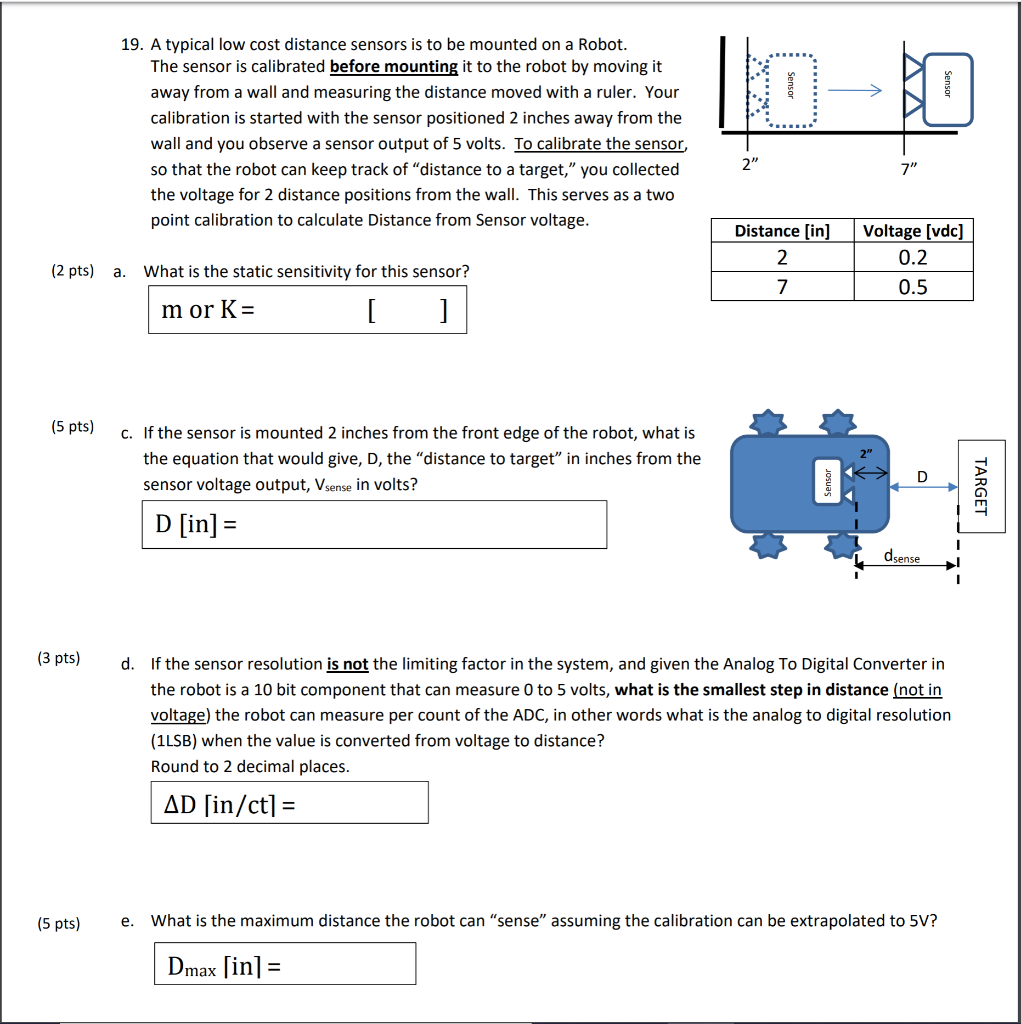 Solved Sensor Sensor 19. A typical low cost distance sensors | Chegg.com