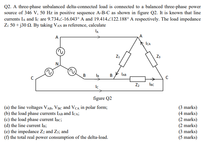 Solved Q2 A Three Phase Unbalanced Delta Connected Load Is 9097