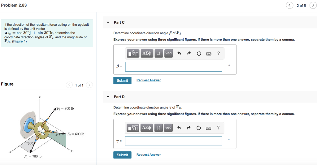 Solved If The Direction Of The Resultant Force Acting On The 