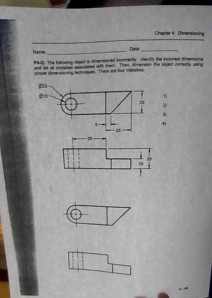 Solved Chapter 4 Dimensioning Date Name P4 2 The