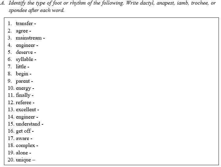 A. Identify the type of foot or rhythm of the