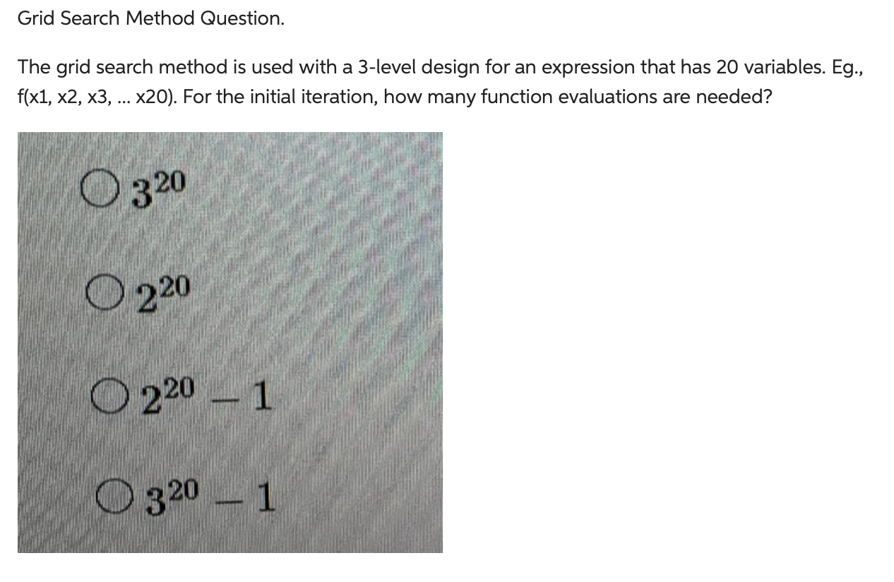 Solved Grid Search Method Question. The grid search method | Chegg.com