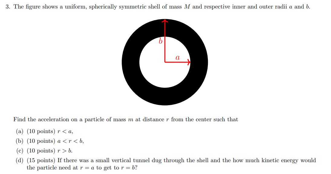 Solved 3. The figure shows a uniform, spherically symmetric | Chegg.com