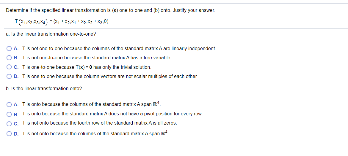 Solved Determine if the specified linear transformation is | Chegg.com