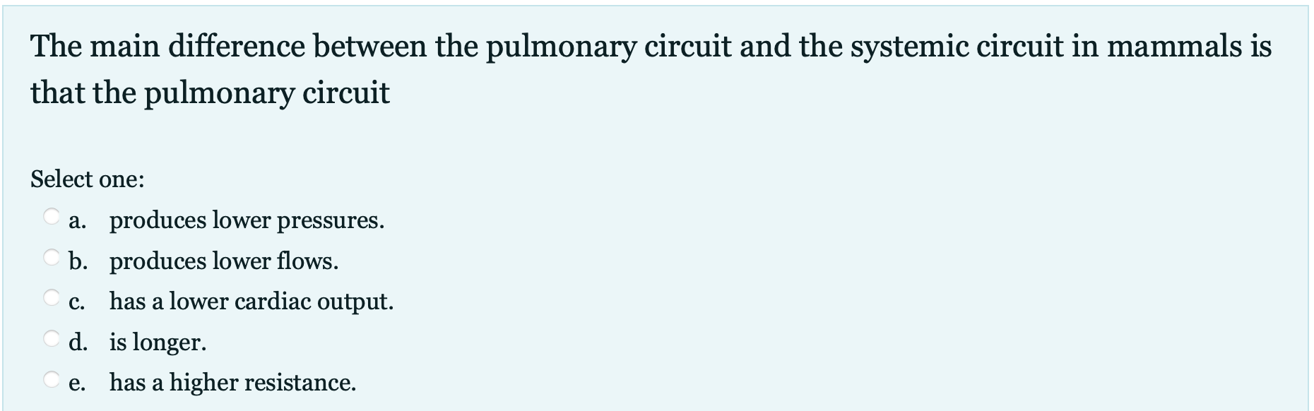 Solved The main difference between the pulmonary circuit and | Chegg.com