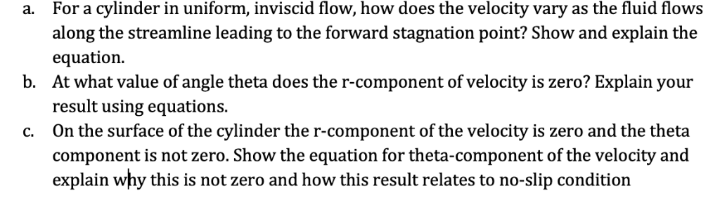 Solved a. For a cylinder in uniform, inviscid flow, how does | Chegg.com