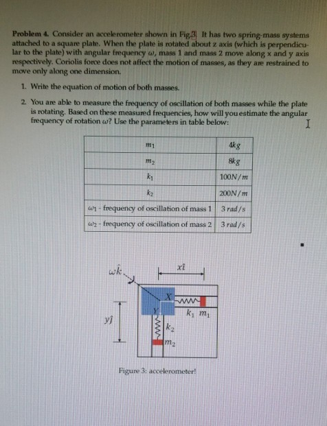Solved Problem 4. Consider an accelerometer shown in Fig.3| | Chegg.com