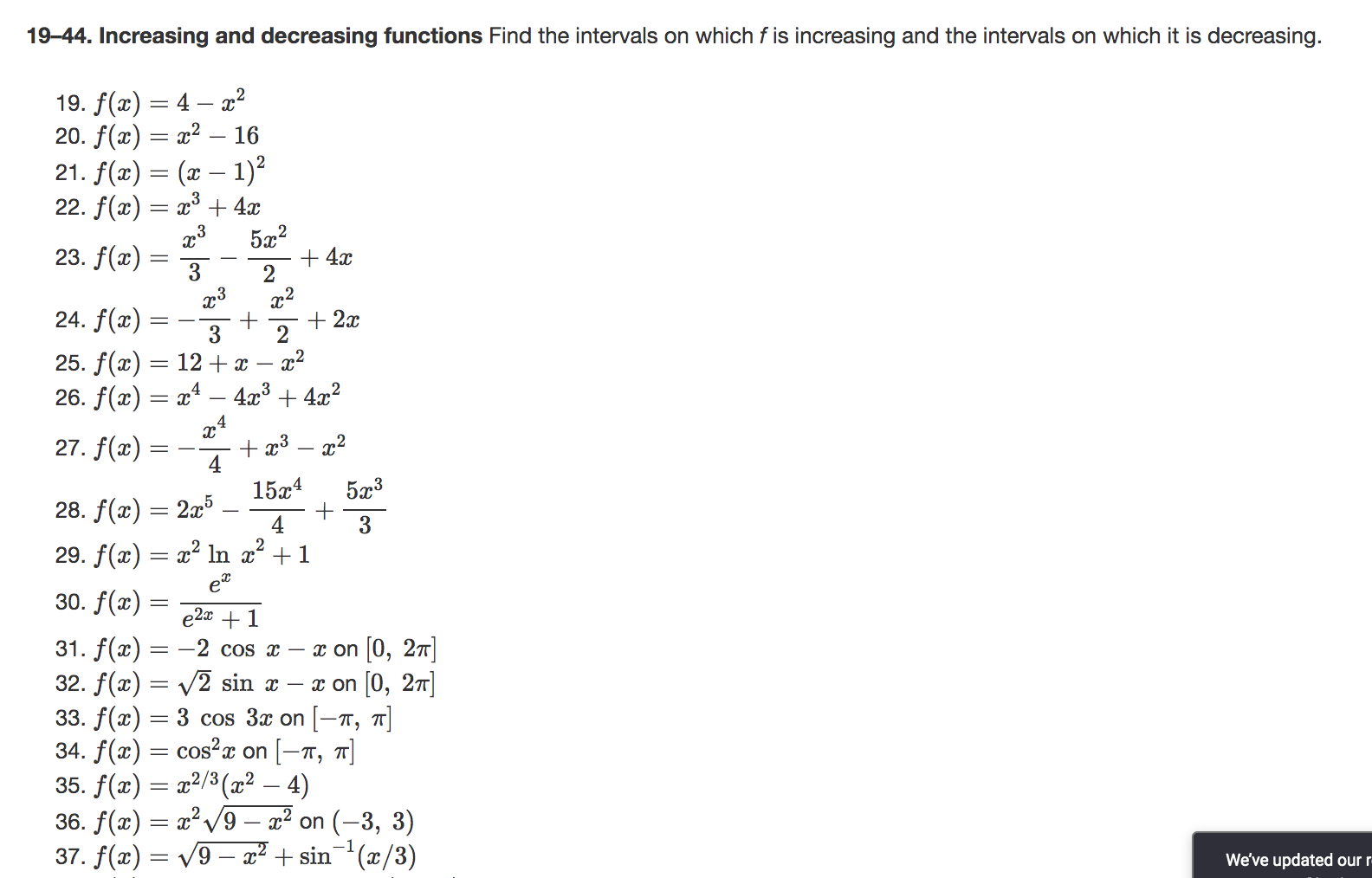 Solved 19–44. Increasing and decreasing functions Find the | Chegg.com