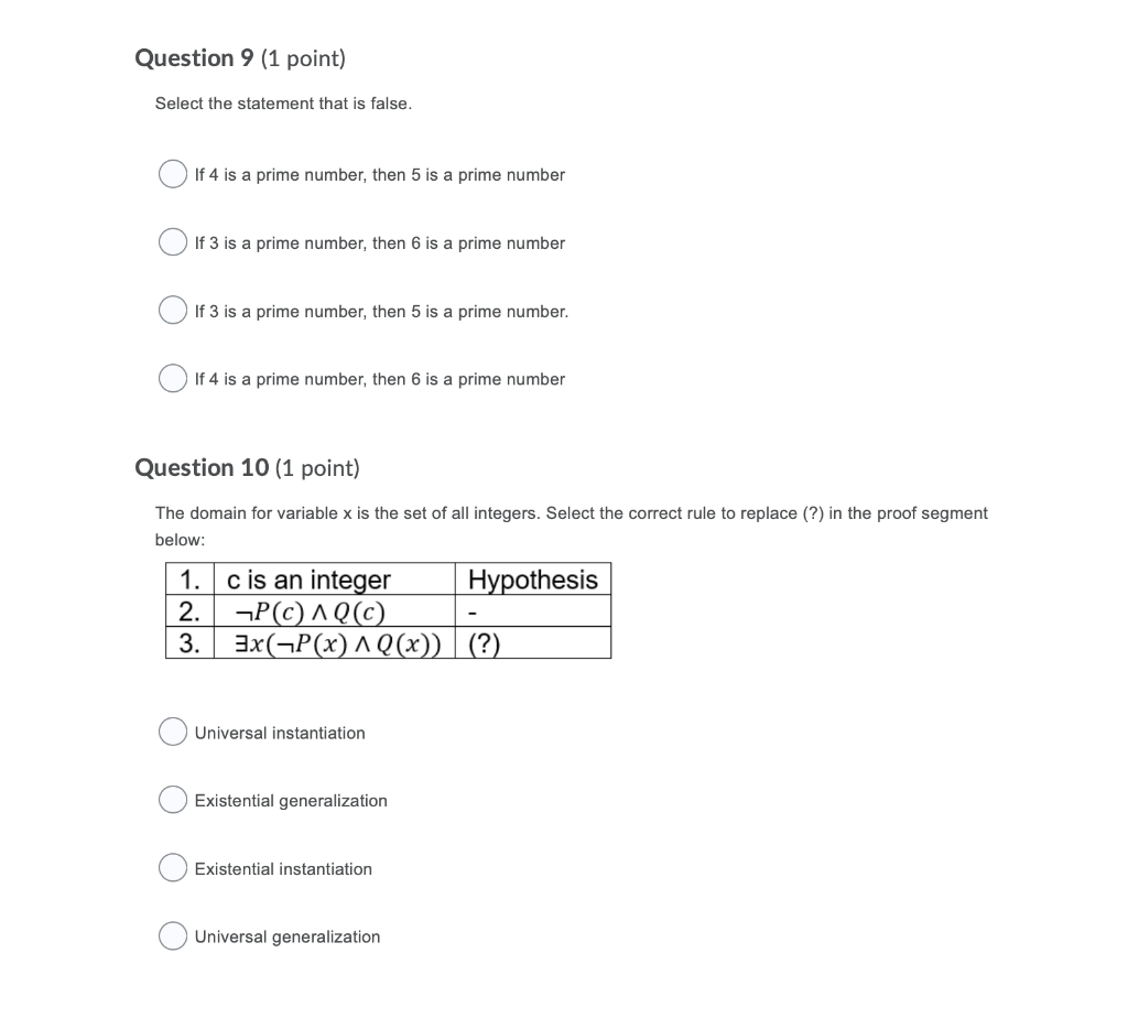 Solved Question 1 (1 point) Select the proposition that is | Chegg.com
