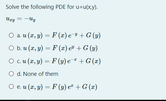 Solved Solve The Following Pde For U U X Y Uzy Uy O Chegg Com