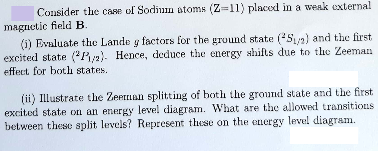 Solved Consider the case of Sodium atoms (Z=11) placed in a | Chegg.com