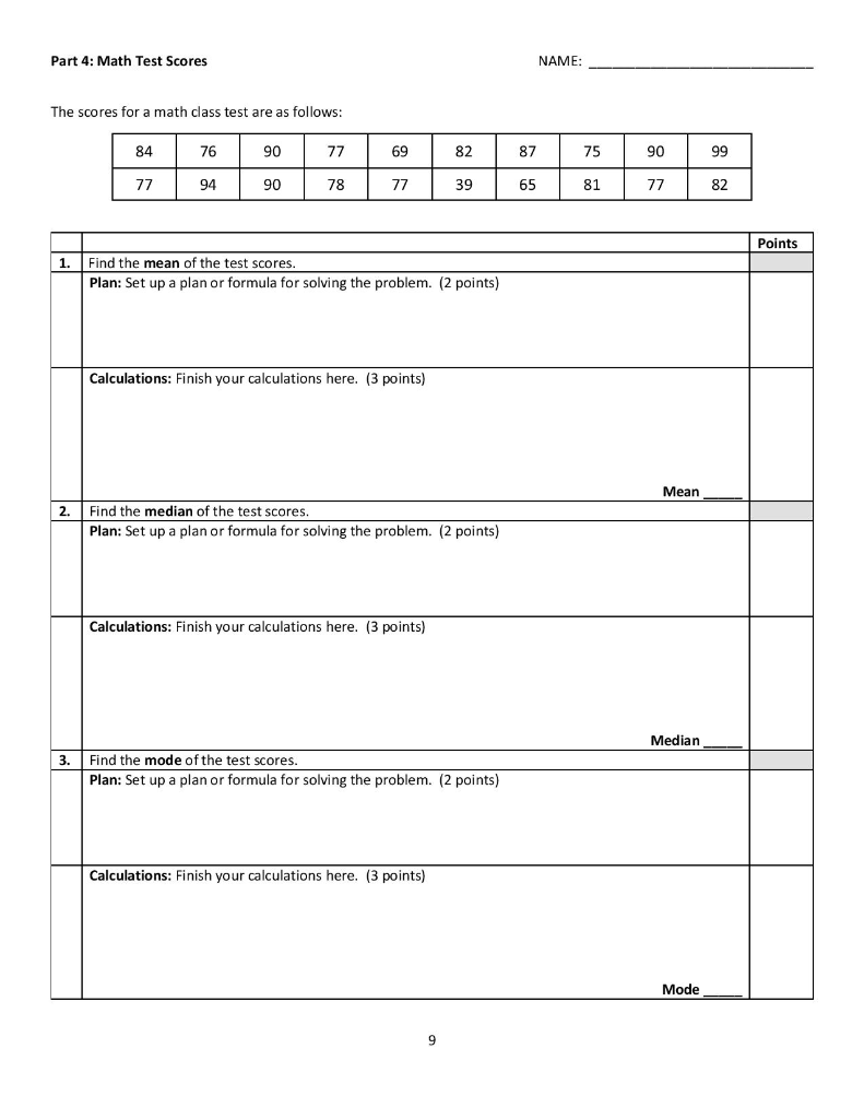 solved-part-4-math-test-scores-name-the-scores-for-a-math-chegg