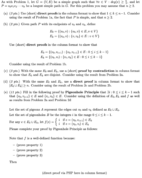 Solved As with Problem 1 , let G=(V,E) be a simple graph | Chegg.com