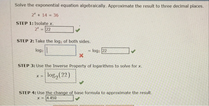 Solved Solve the exponential equation algebraically. | Chegg.com