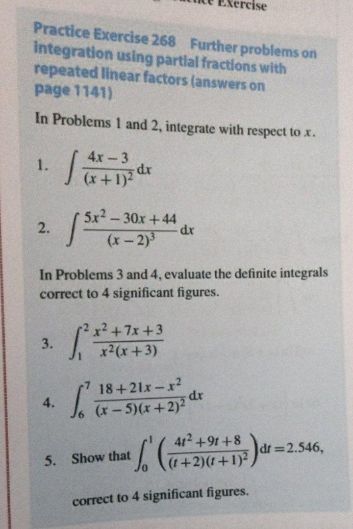 Solved rcise Practice Exercise 268 Further problems on | Chegg.com