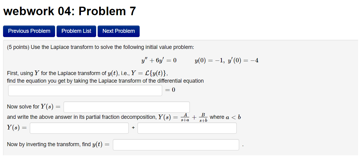 Solved webwork 04: Problem 7 Previous Problem Problem List | Chegg.com