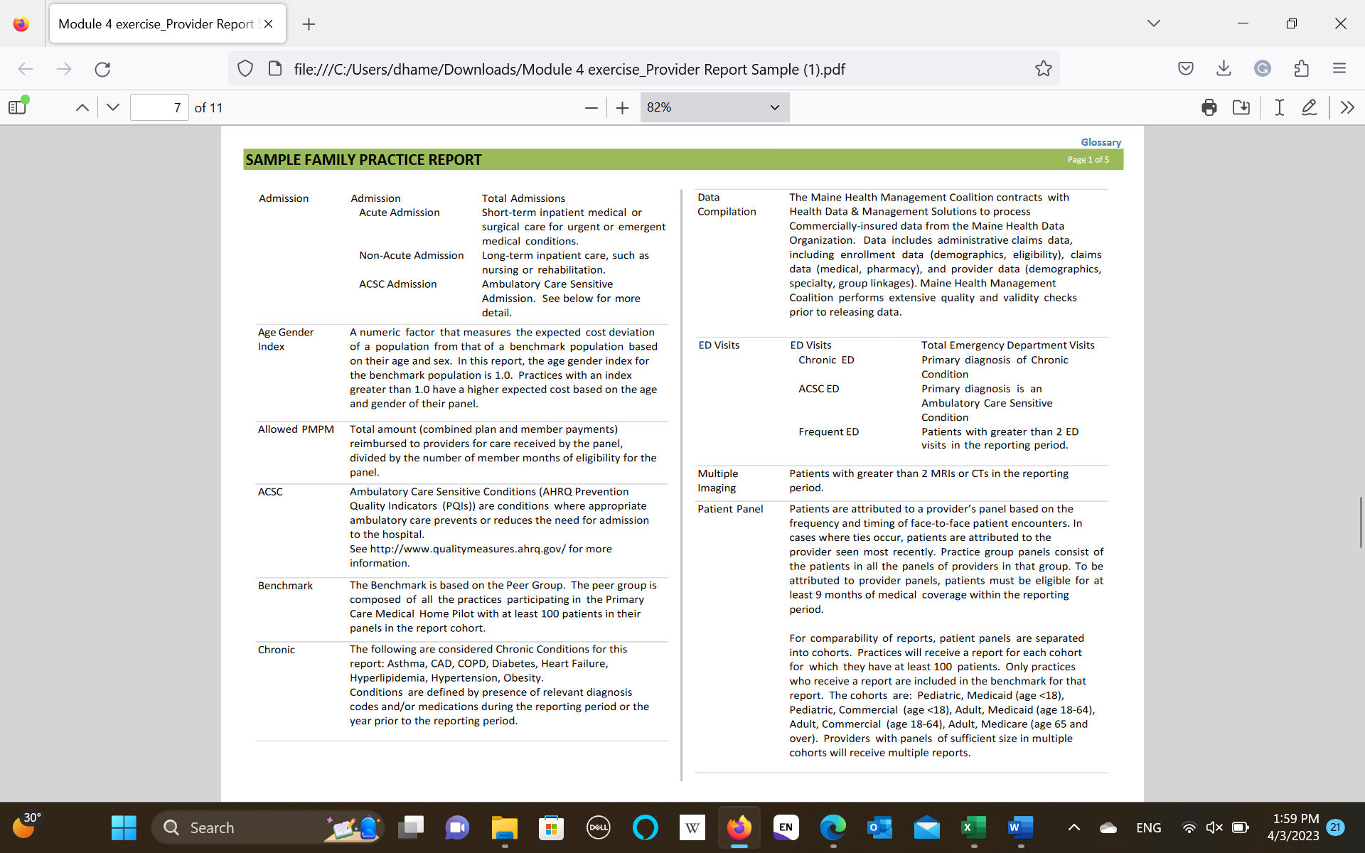 SAMPLE FAMILY PRACTICE REPORT Overall Summary by