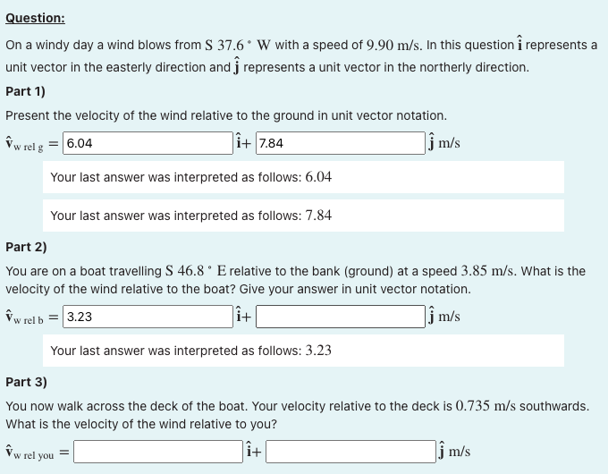 Solved On a windy day a wind blows from S37.6∘W with a speed | Chegg.com