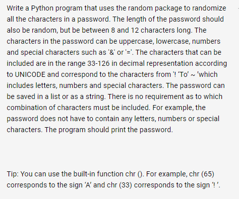 Solved Write a Python program that uses the random package | Chegg.com