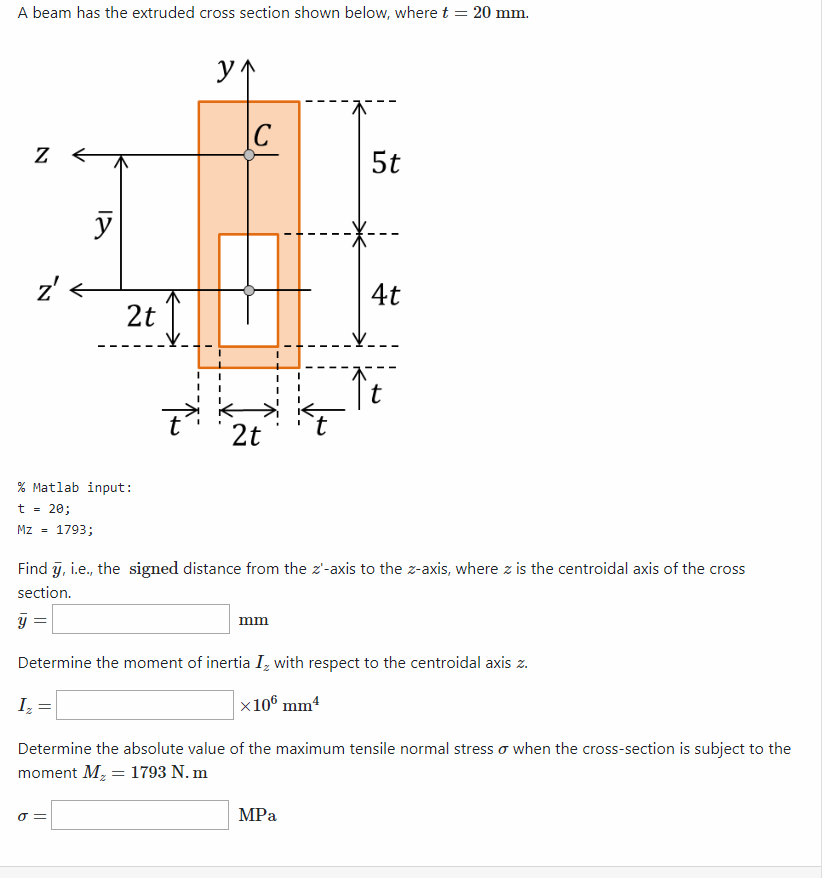 Solved A Beam Has The Extruded Cross Section Shown Below, | Chegg.com