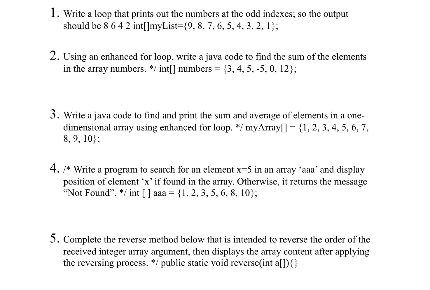 Solved 1 Write A Loop That Prints Out The Numbers At The Chegg Com