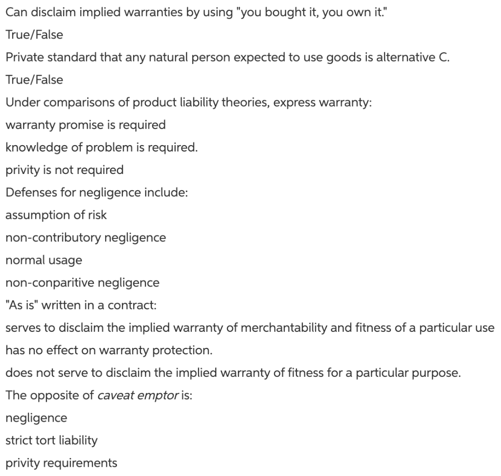 Solved Can disclaim implied warranties by using "you bought