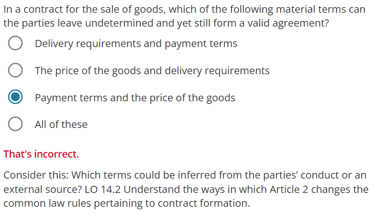 Solved In A Contract For The Sale Of Goods, Which Of The | Chegg.com