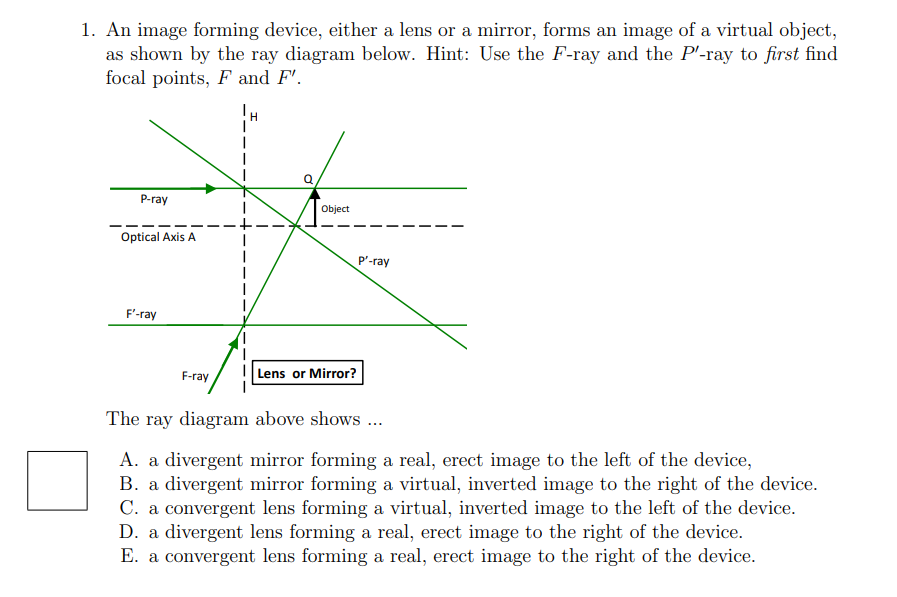 1. An image forming device, either a lens or a | Chegg.com