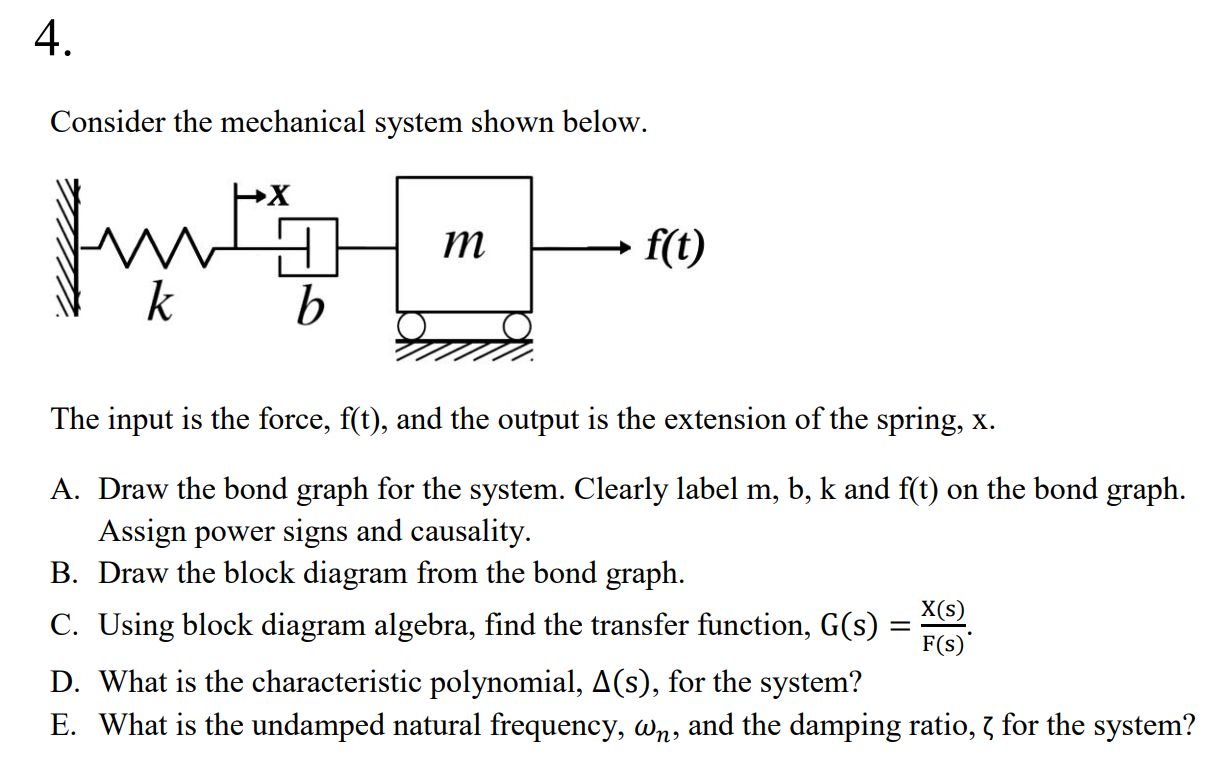 Consider The Mechanical System Shown Below The Chegg Com