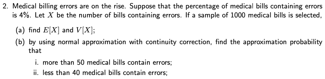 Solved 2. Medical billing errors are on the rise. Suppose | Chegg.com