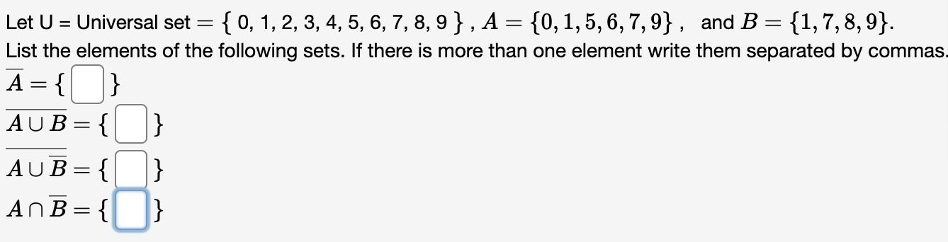 Solved Let U ï Universal Set Chegg Solved Let U ï Universal Set Chegg