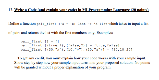 Solved 13. Write a Code (and explain your code) in | Chegg.com