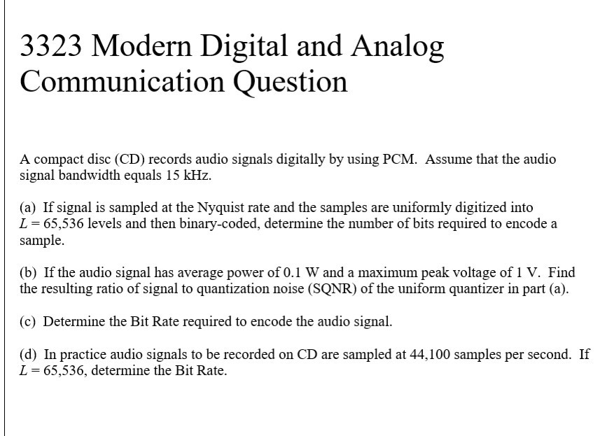 Solved 3323 Modern Digital and Analog Communication Question | Chegg.com