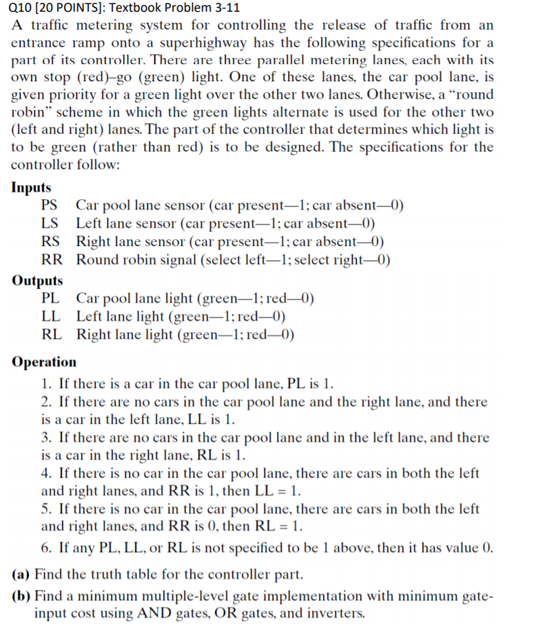 Solved Q10 [20 POINTS]: Textbook Problem 3-11 A traffic | Chegg.com
