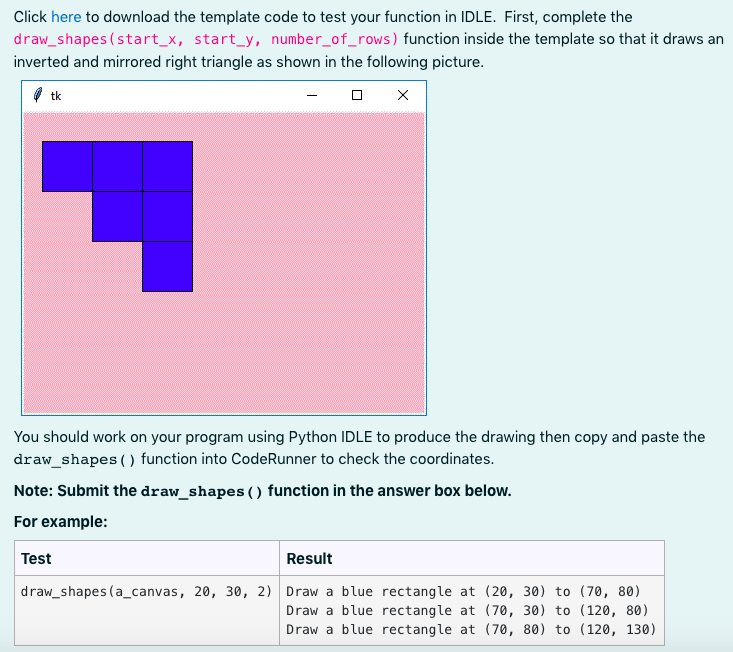 Solved Click here to download the template code to test your | Chegg.com