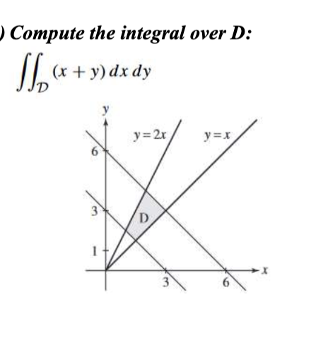 Compute the integral over D: \[ \iint_{\mathcal{D}}(x+y) d x d y \]