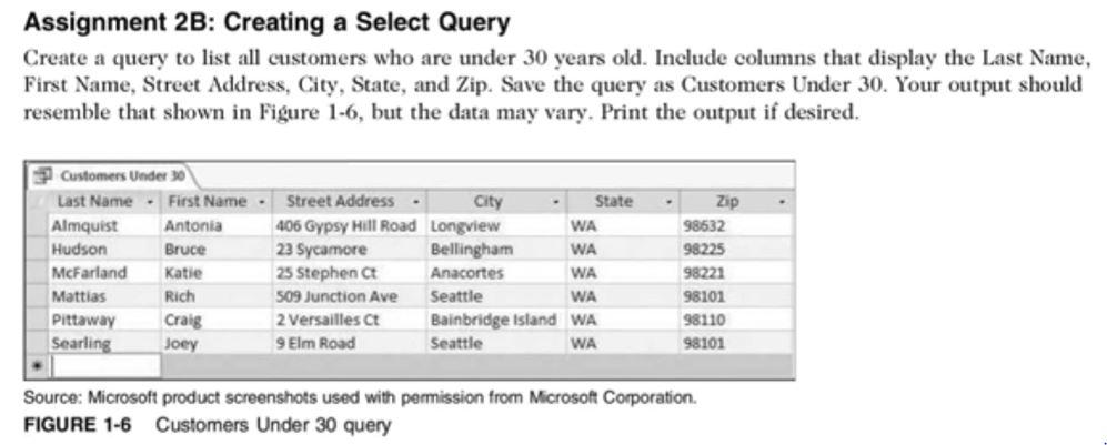 Solved Assignment 2B: Creating a Select Query Create a query | Chegg.com