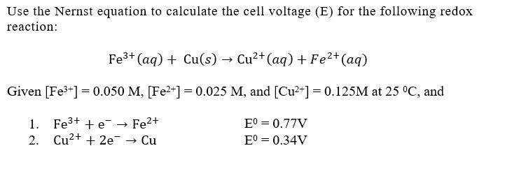 nernst equation calculator