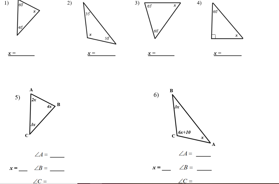 Solved 1) 60 2) 3) 4) 65 X 160 140 160 50 X = A B 5) B 4x 3x 