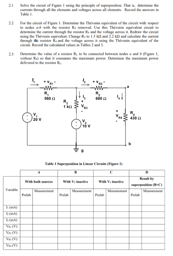 Solved 2.1 Solve the circuit of Figure 1 using the principle | Chegg.com