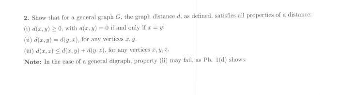 Solved 2. Show that for a general graph G. the graph | Chegg.com