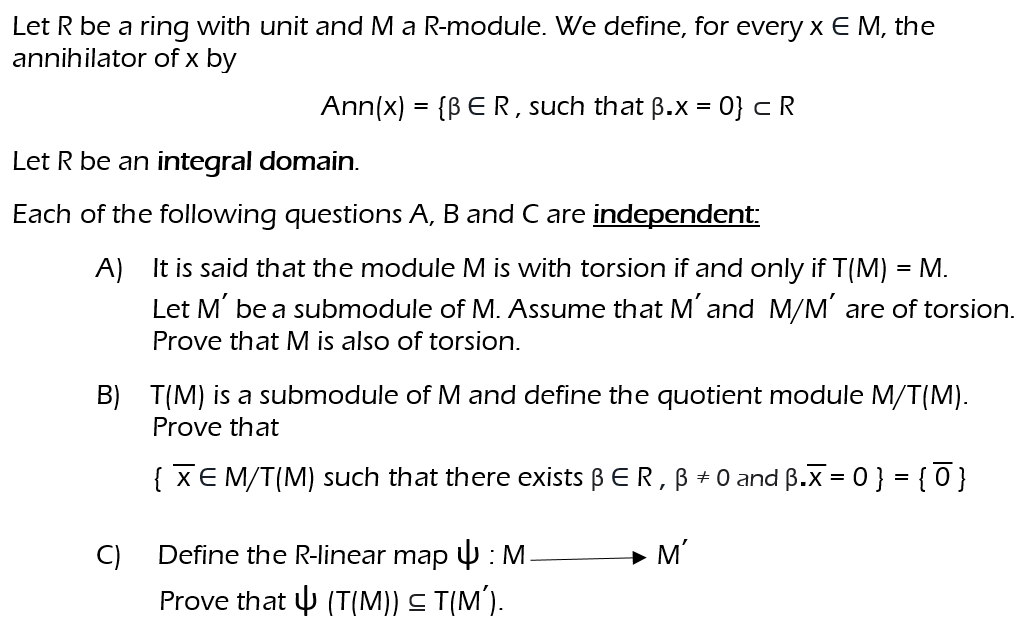 Solved Let R Be A Ring With Unit And M A R Module We Def Chegg Com