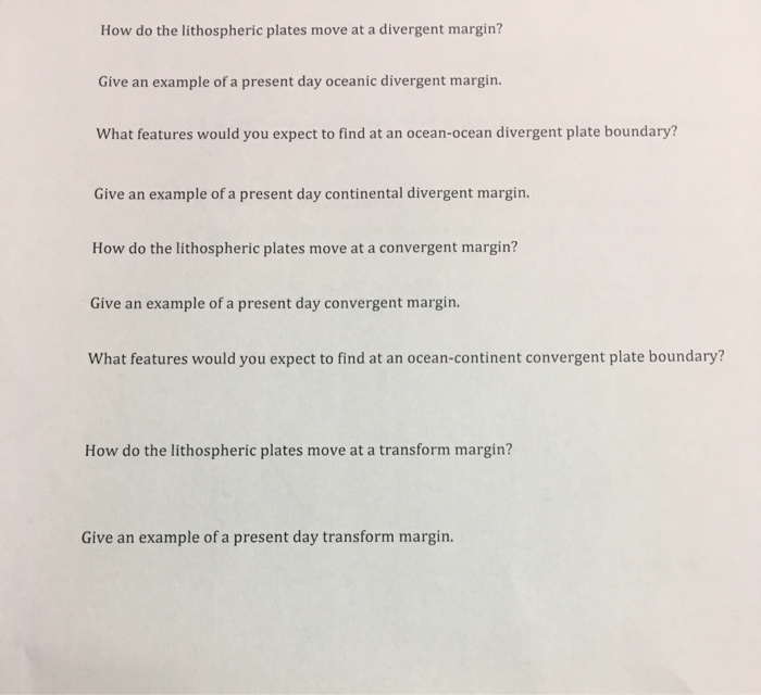 Solved How do the lithospheric plates move at a divergent