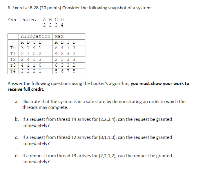 Solved 6 Exercise 8 28 Points Consider The Following Chegg Com