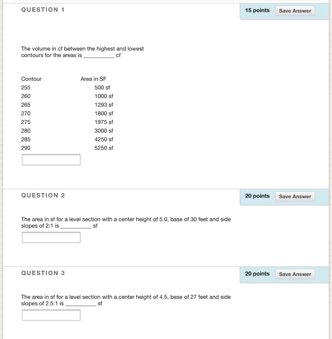 Solved QUESTION 1 15 points Save Answer The volume in cf | Chegg.com